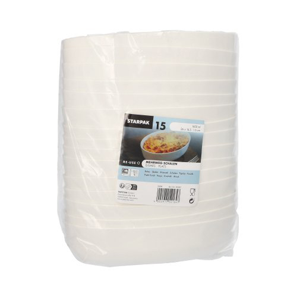 Papstar Mehrweg-Schalen oval 1600 ml 6 cm x 16,5 cm x 26 cm weiss "Cella"