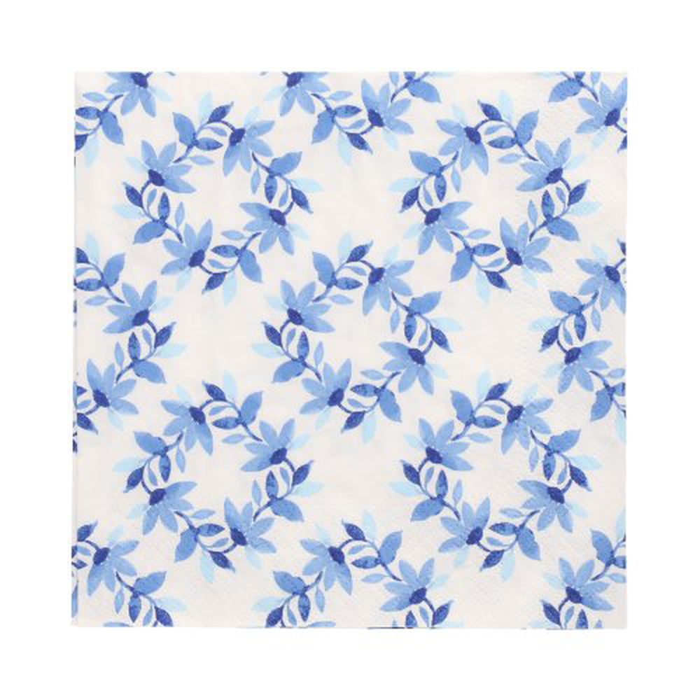 Papstar Servietten, 3-lagig 1/4-Falz 33 cm x 33 cm "Blue Wreaths"