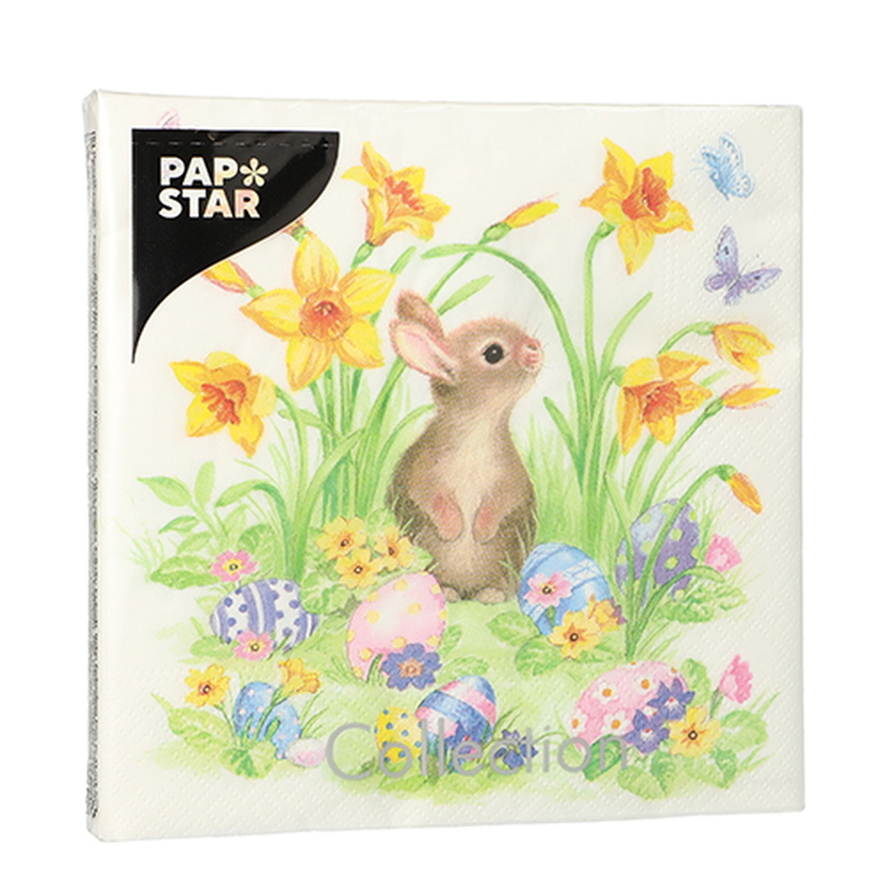 Papstar Servietten, 3-lagig 1/4-Falz 33 cm x 33 cm "Cute Bunny"