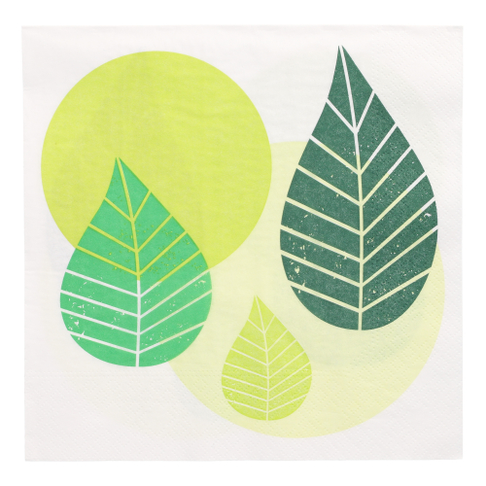 Papstar Servietten, 3-lagig 1/4-Falz 40 cm x 40 cm grün "Graphic Leaves"