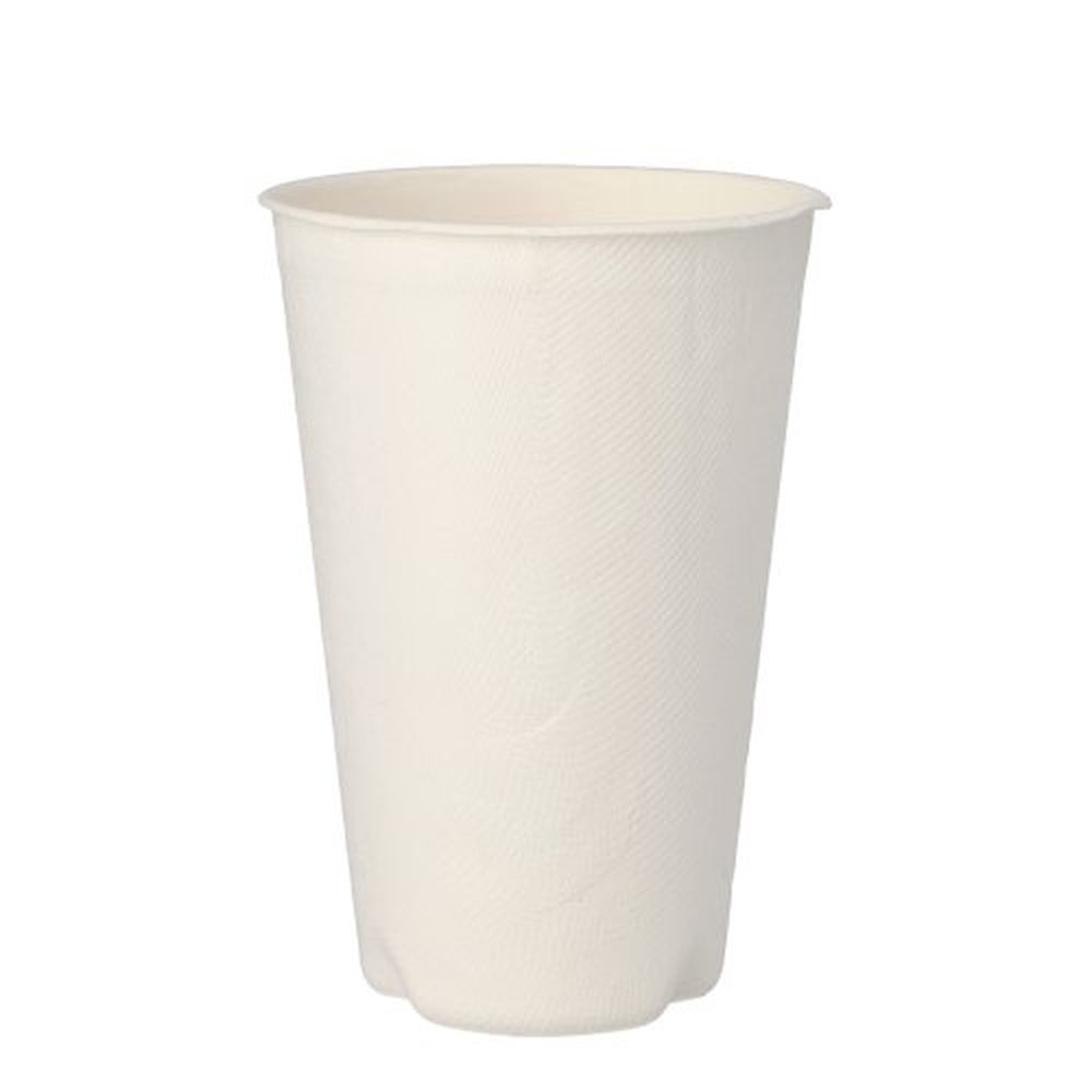 PAPSTAR Trinkbecher Zuckerrohr pure 0,4 l Ø 9 cm · 13 cm weiss für Heißgetr