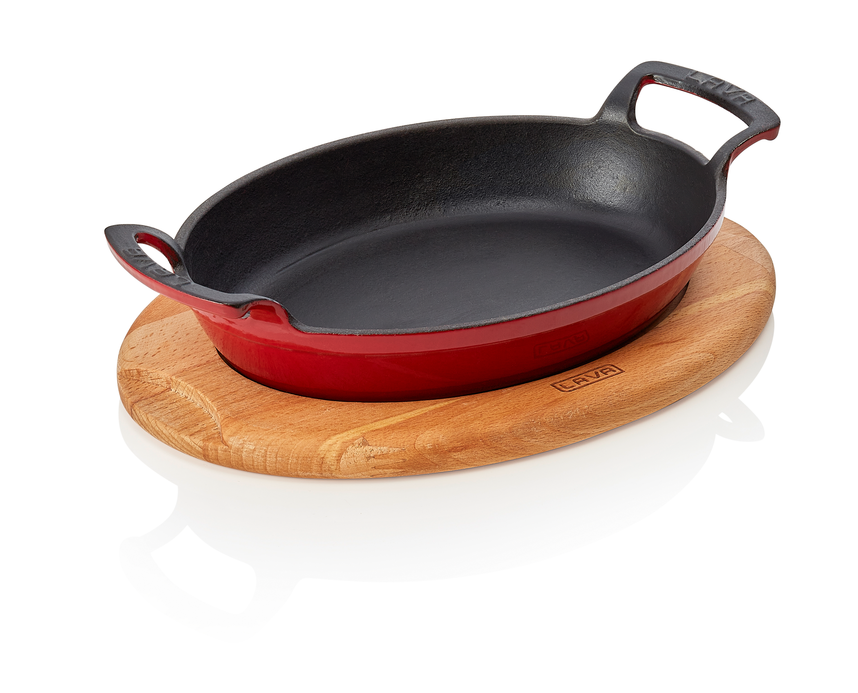 WAS Brat-/Servierpfanne Höhe 3,5 cm 23 x 17 x 6 cm rot Holz/Gusseisen
