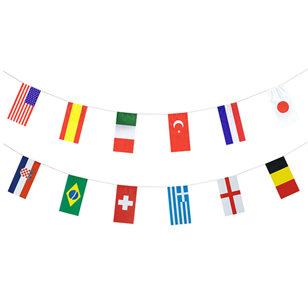 Papstar Flaggenkette, Papier 10 m "32 Nations" schwer entflammbar