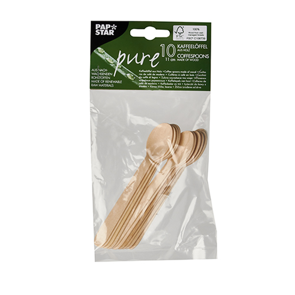 Papstar Kaffeelöffel, Holz "pure" 11 cm