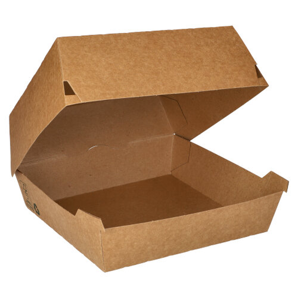 PAPSTAR Burgerboxen, Pappe 8,5 cm x 15,5 cm x 15,5 cm braun 100% Fair extra