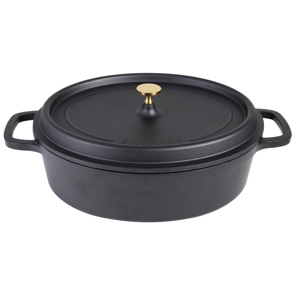 Contacto AluChef® Cocotte, oval 35 cm x 29 cm / schwarz Größe: 35 cm x 29 cm, Hö