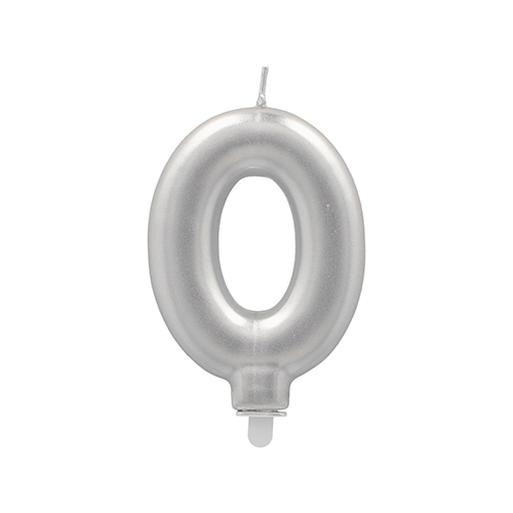 Papstar Zahlenkerze mit Halter 7 cm silber "0"