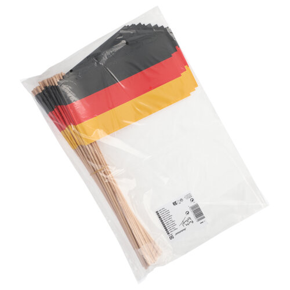 Papstar Flaggen, Papier 12 cm x 22 cm "Deutschland" mit Stiel 38,5 cm lang
