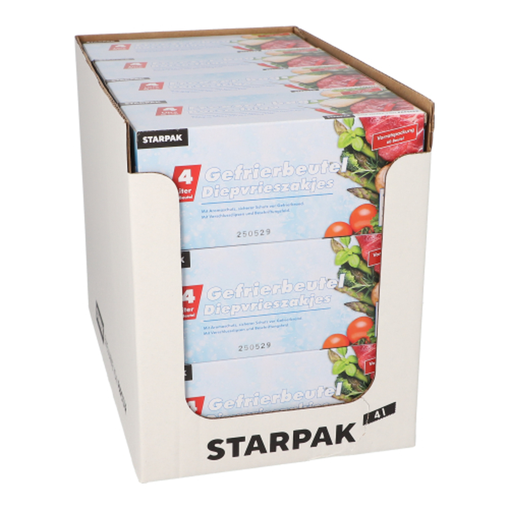 Papstar Gefrierbeutel, LLDPE 4 l 40 cm x 25 cm transparent in Faltschachtel
