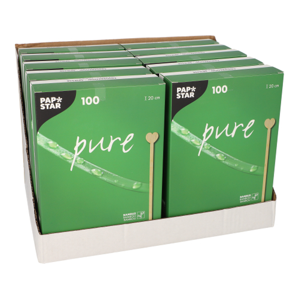 Papstar Getränke-Quirle, Bambus "pure" 20 cm "Heart"