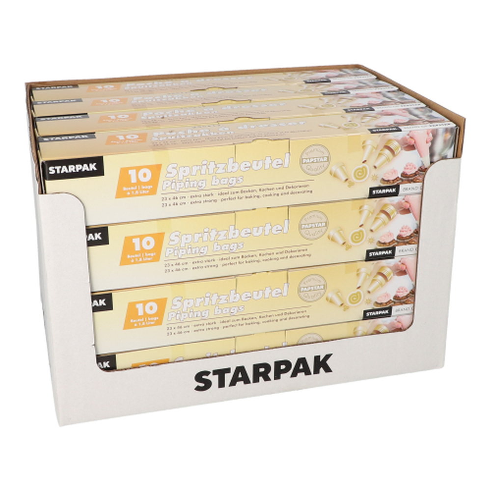 Papstar Spritzbeutel 1,8 l 46 cm x 23 cm transparent inkl. 3 Spritztüllen