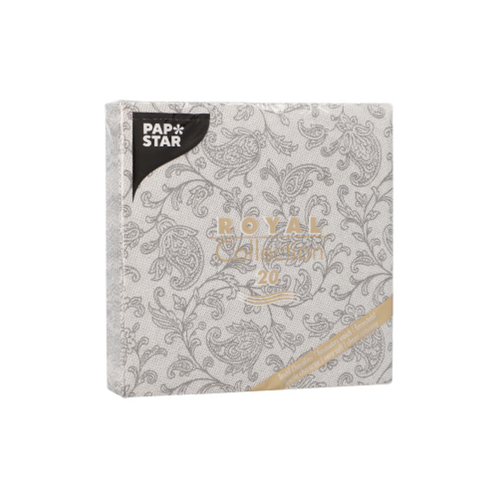 Papstar Servietten "ROYAL Collection" 1/4-Falz 25 cm x 25 cm grau "Ornaments"