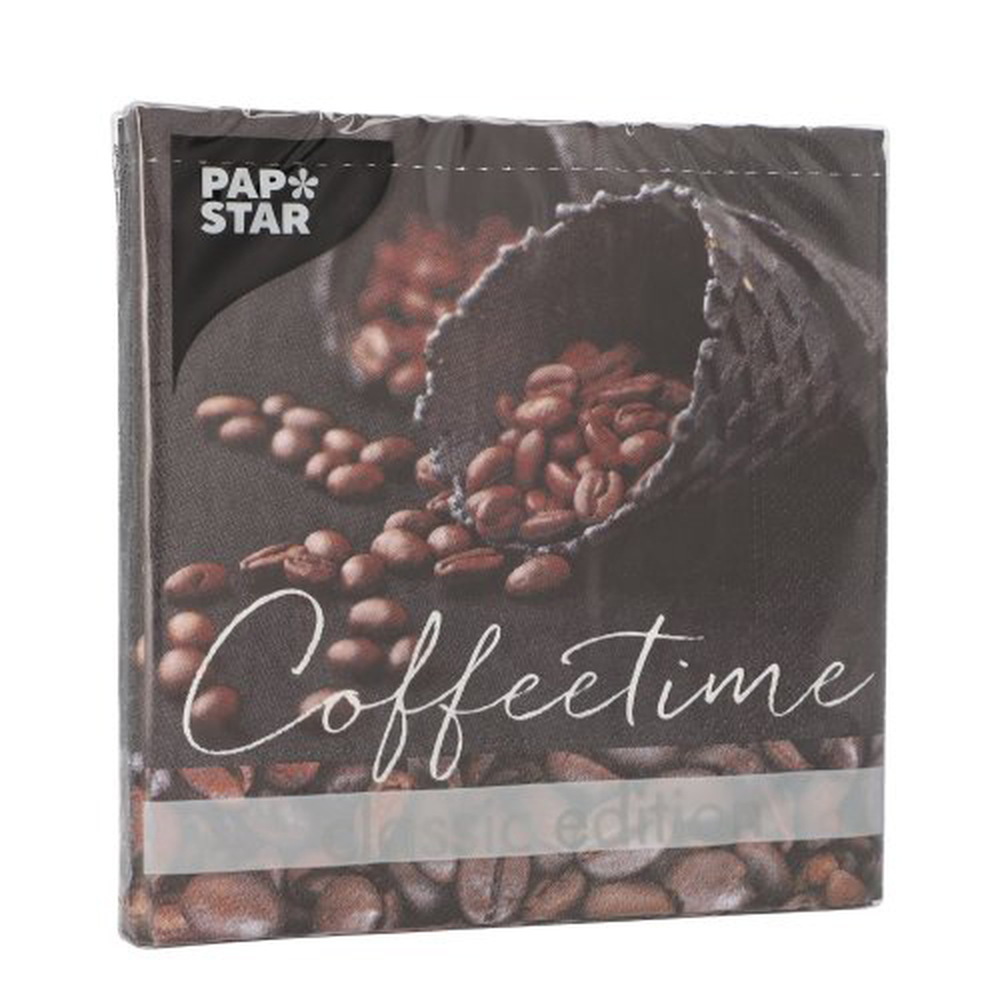 Papstar Servietten, 3-lagig 1/4-Falz 33 cm x 33 cm "Coffeetime"