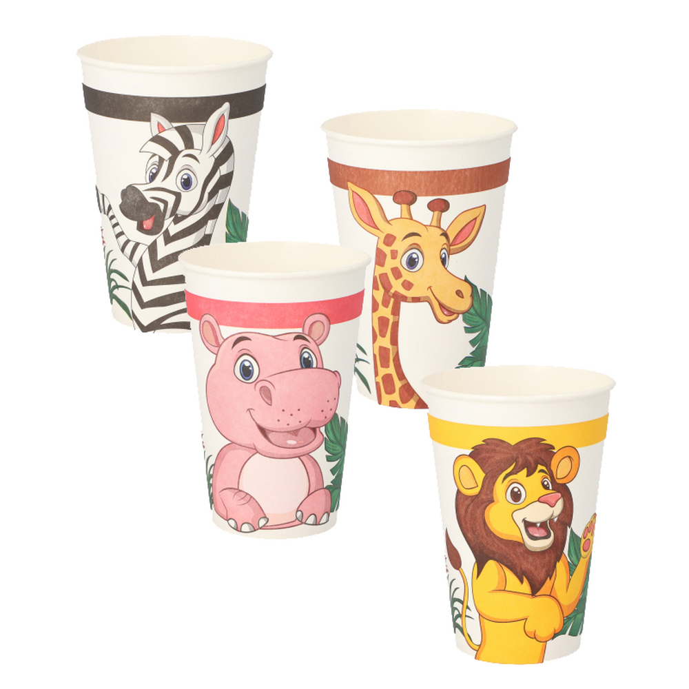 Papstar Trinkbecher, Pappe 0,2 l Ø 7 cm · 9,7 cm "Jungle"