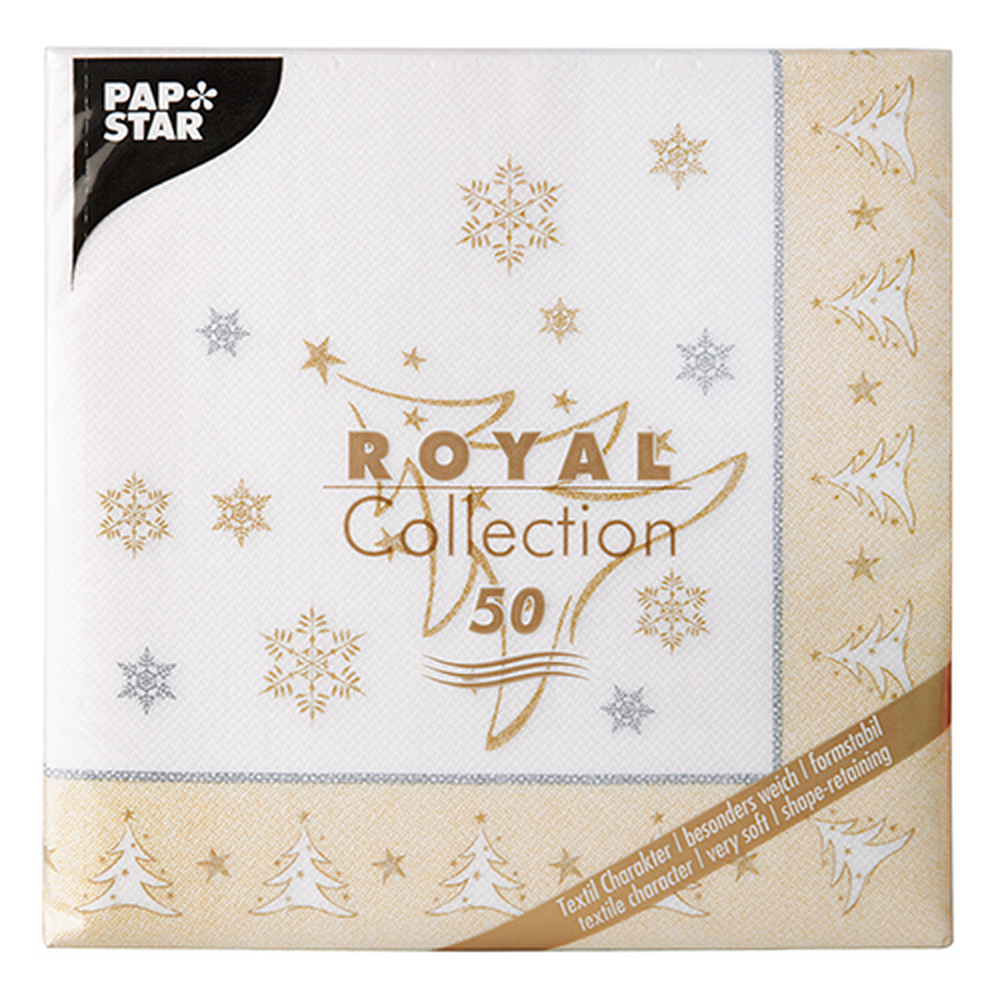 PAPSTAR Servietten ROYAL Collection 1/4-Falz 40 cm x 40 cm gold X-Mas Ele