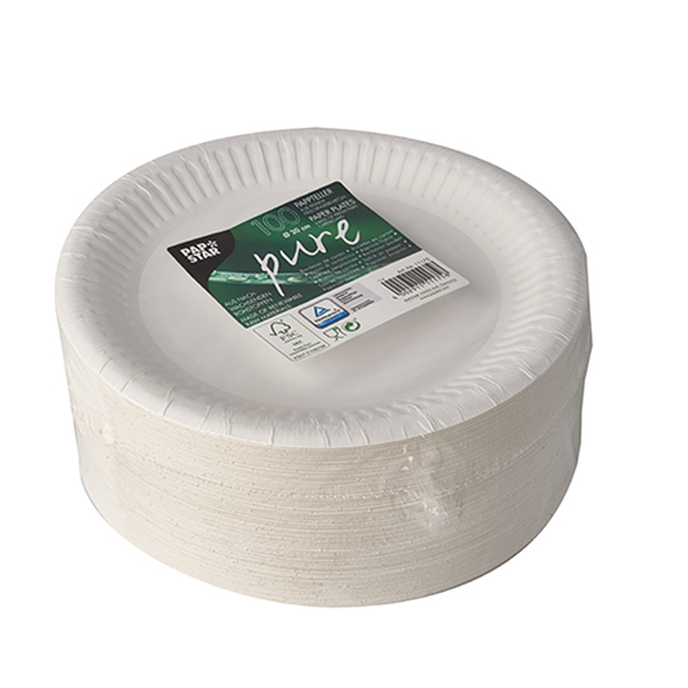 Papstar Teller, Pappe "pure" rund Ø 20 cm weiss