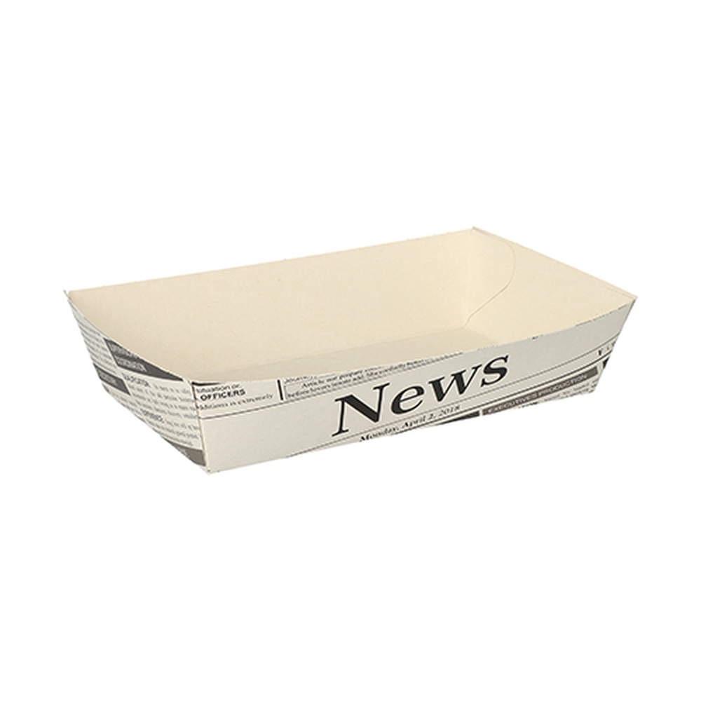 Papstar Pommes-Frites-Trays 3,8 cm x 8,5 cm x 15,5 cm weiss "Newsprint"
