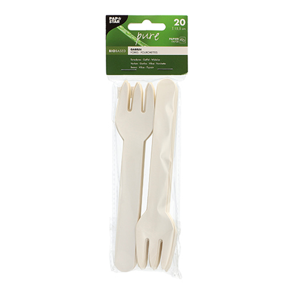 Papstar Gabeln, Papier "pure" 15,5 cm weiss