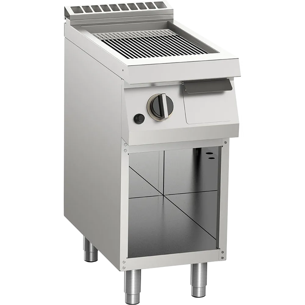 KBS Gas-Grillplatte gerillt verchromt 7kW mit 1 Heizzone offener Unterbau