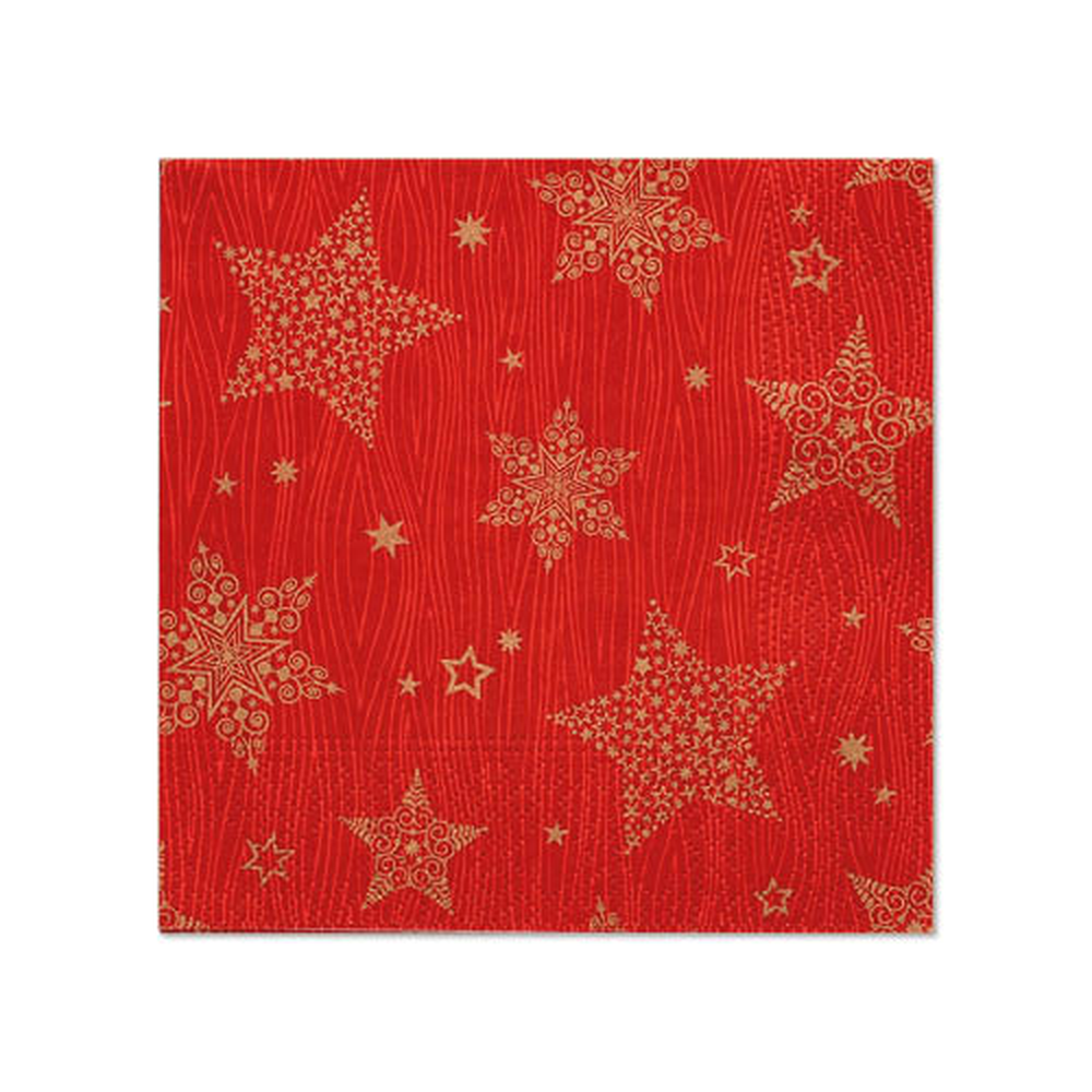 Papstar Servietten, 3-lagig 1/4-Falz 25 cm x 25 cm rot "Christmas Shine"