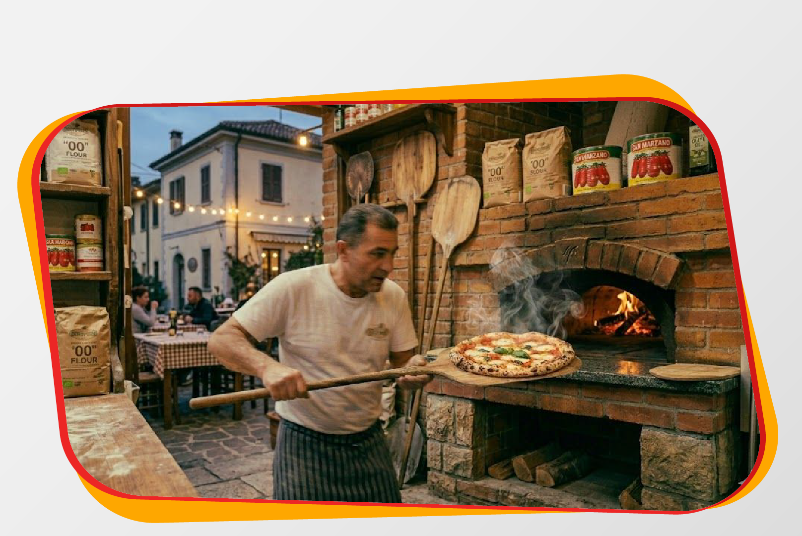 Pizza, Backofen, Außenbereich, Backsteinofen, Koch/Chef