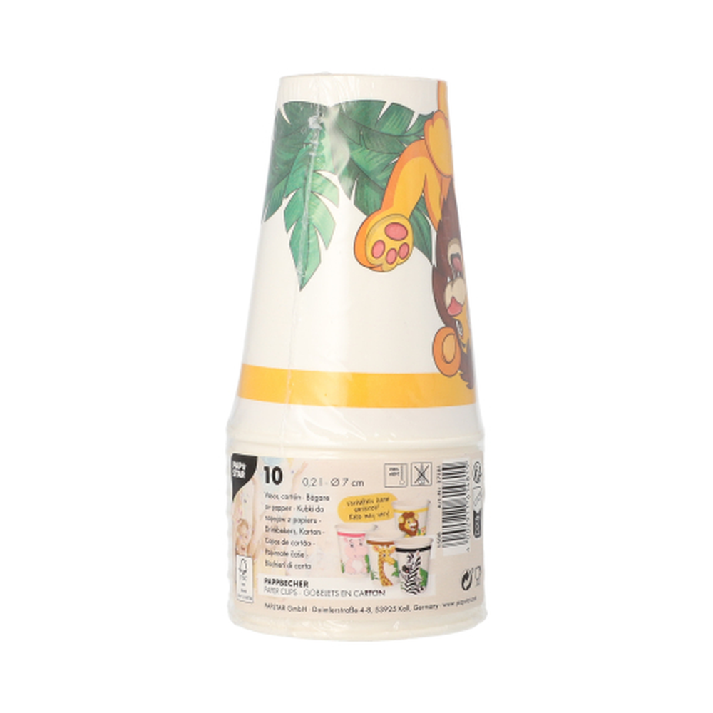 Papstar Trinkbecher, Pappe 0,2 l Ø 7 cm · 9,7 cm "Jungle"