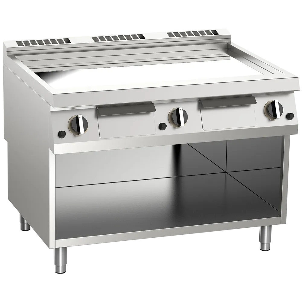 KBS Gas-Grillplatte glatt verchromt 21kW mit 3 Heizzonen offener Unterbau