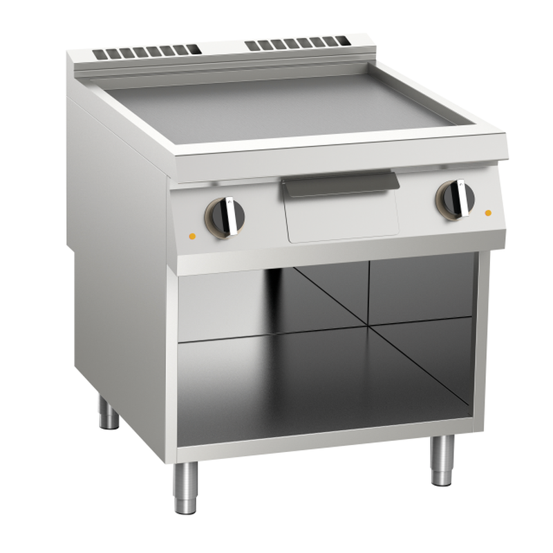 KBS Elektro-Grillplatte glatt aus Edelstahl 10,8kW 2 Heizzonen offener Unterbau