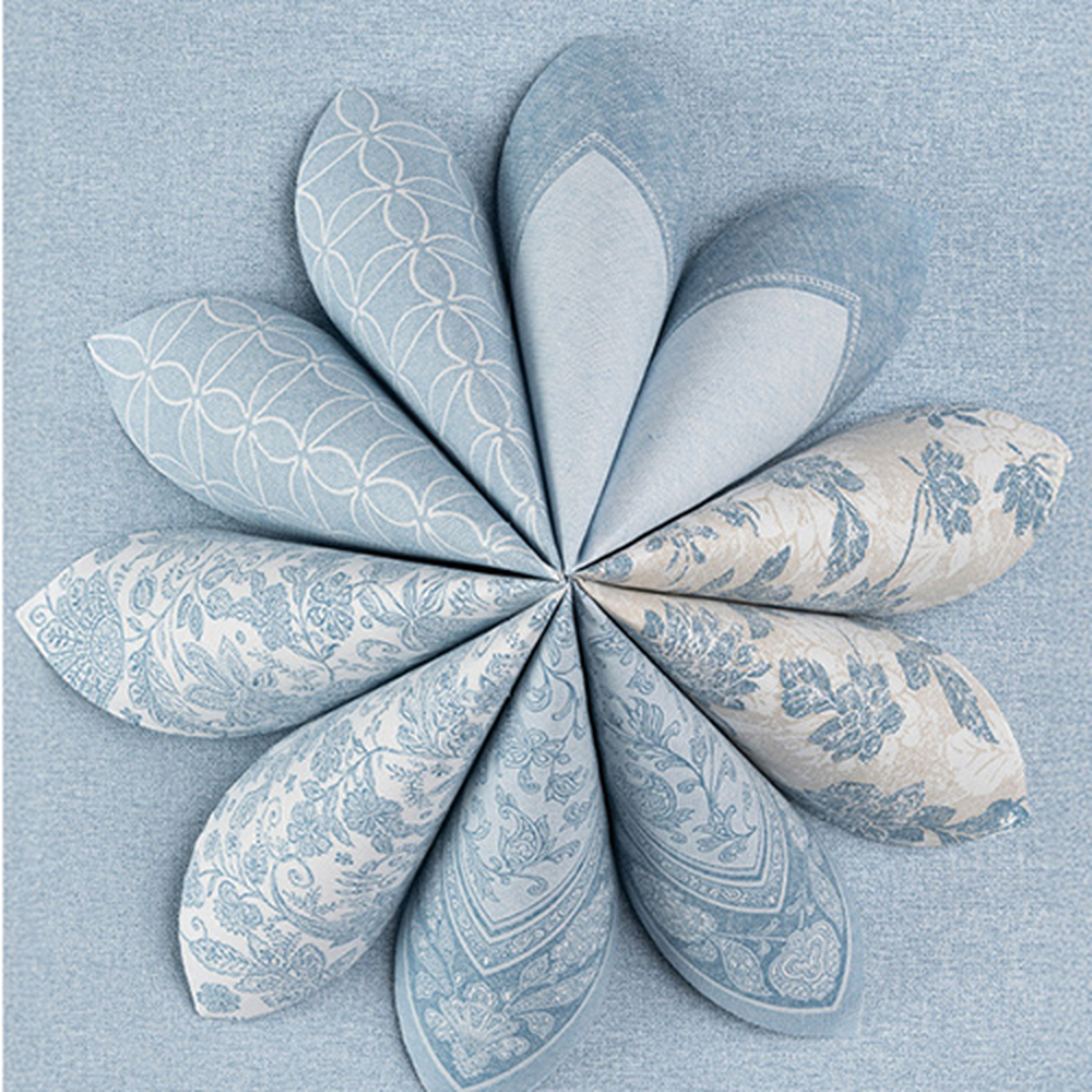 Papstar Servietten "ROYAL Collection" 1/4-Falz 40 cm x 40 cm blau "Paisley"