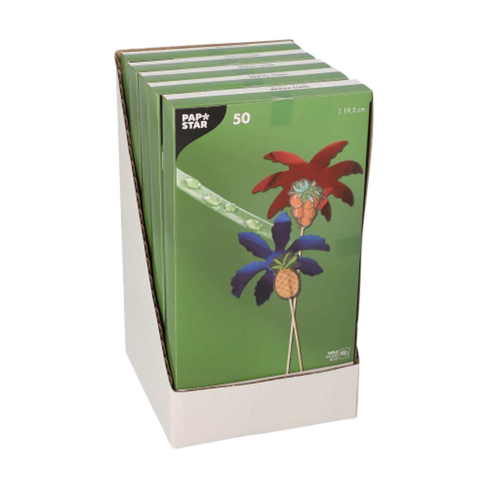 Papstar Deko-Picker 19,5 cm farbig sortiert "Palmblätter"