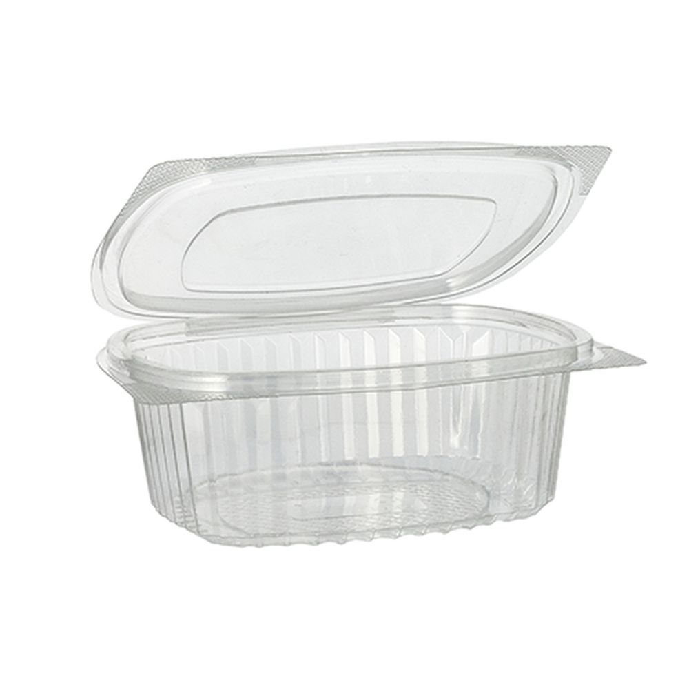 PAPSTAR Feinkost- und Salatschalen mit Klappdeckel, R-PET oval 500 ml 5,5 cm