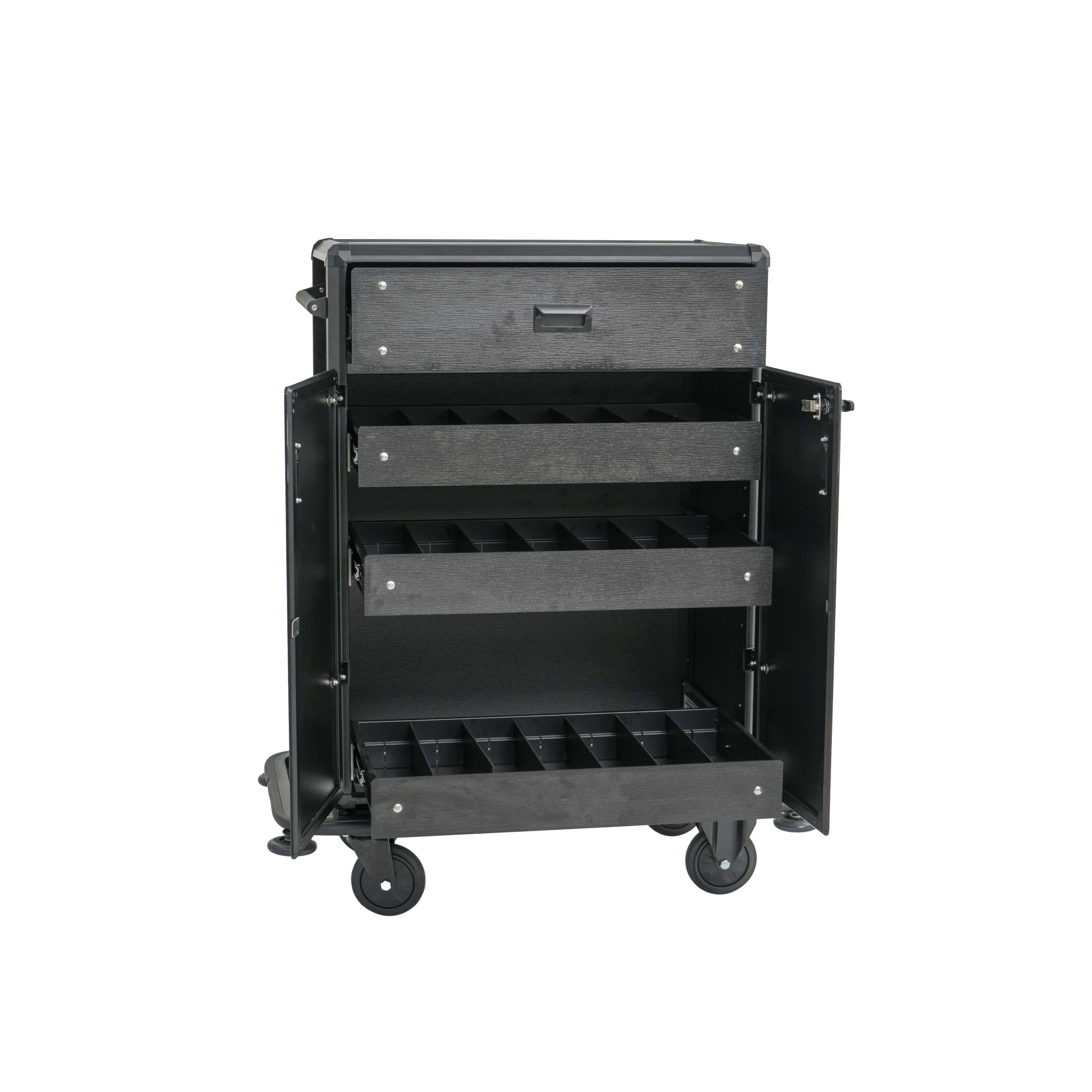 WAS Minibar Servicetrolley, 87 x 48 x 130 cm, Aluminium, HPL, ABS-Kunststoff