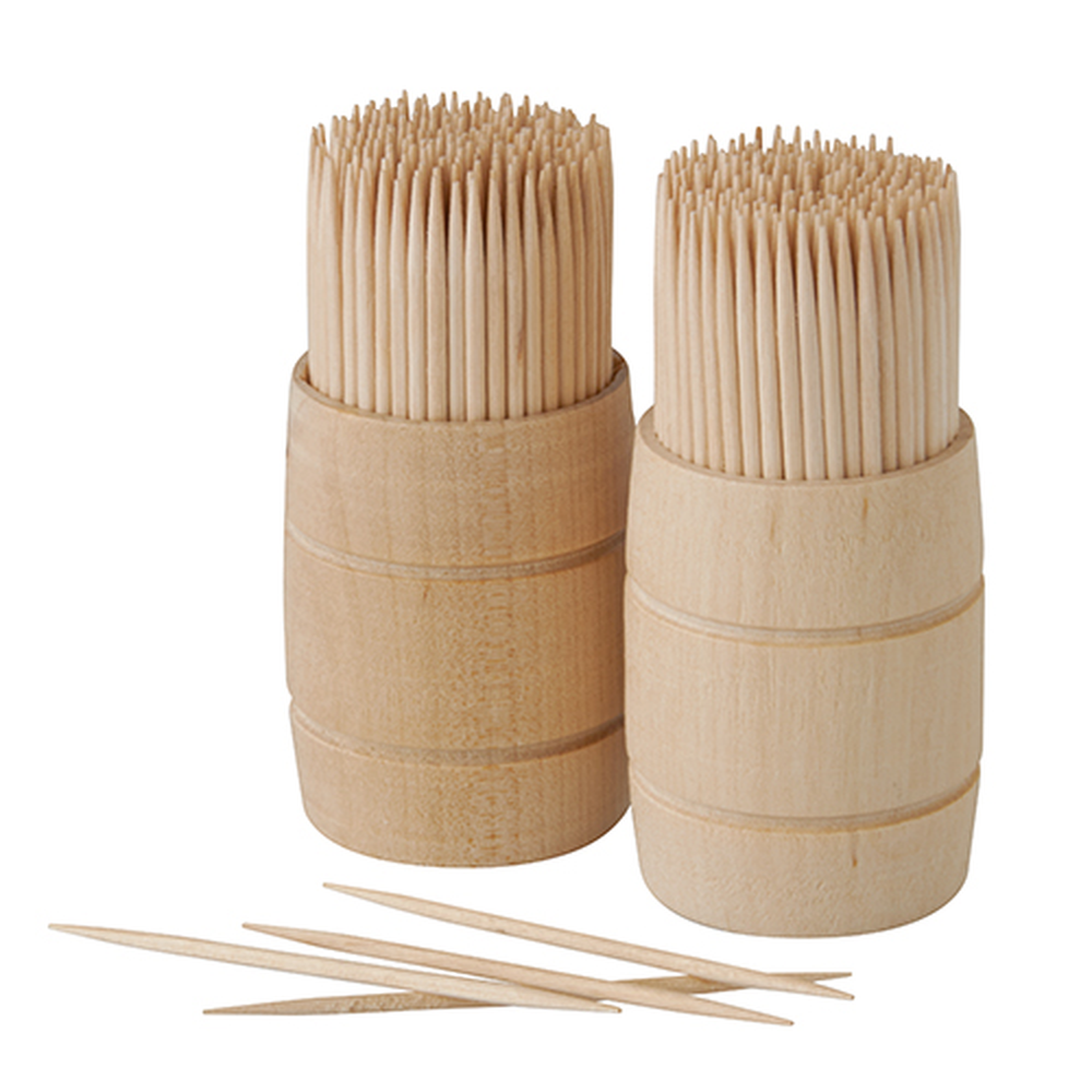 Papstar Zahnstocher, Holz "pure" rund 6,8 cm im Spender aus Holz