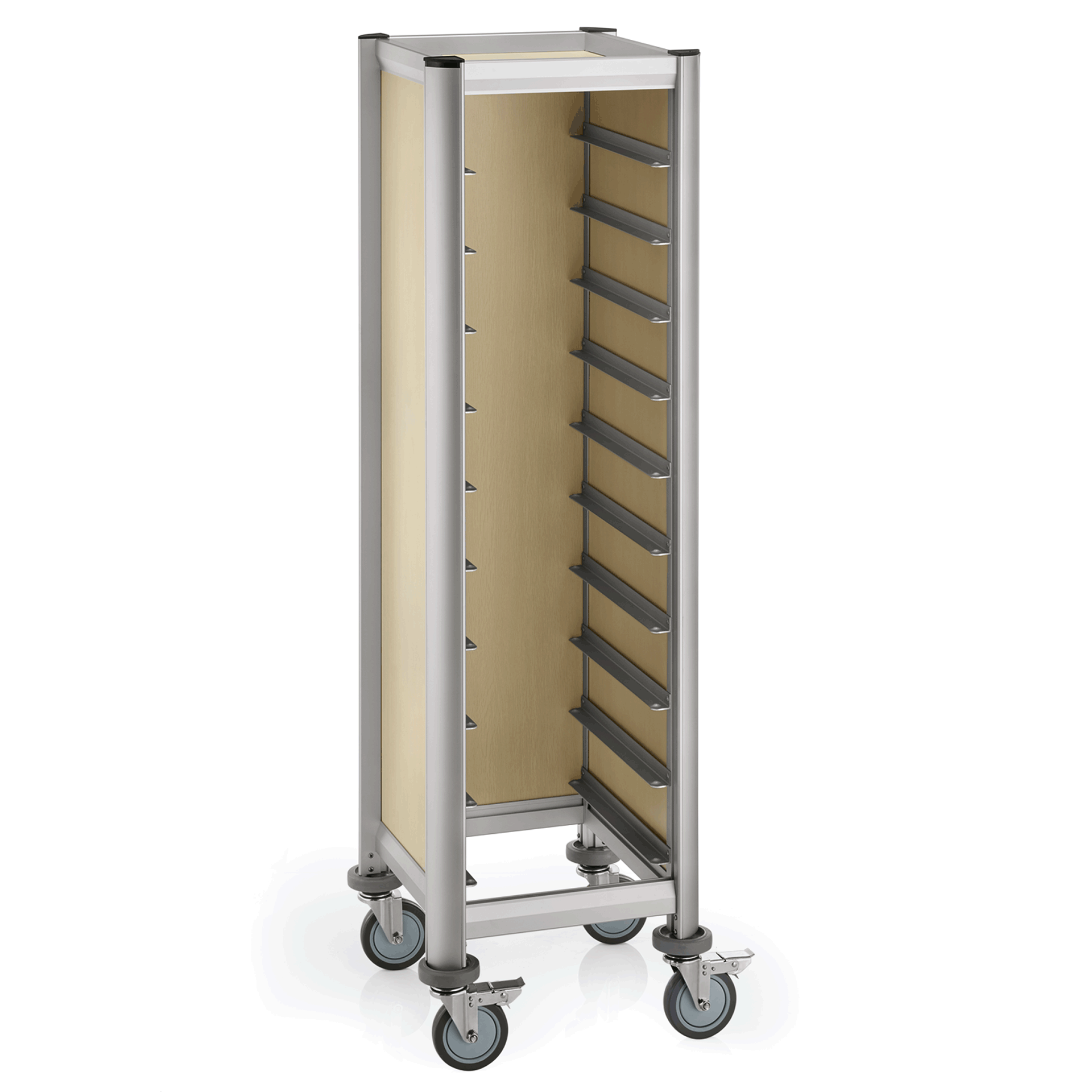 WAS Tablettwagen SINGLE MENSA, für 10 Tabletts, beige, 51,5 x 47,5 x 165, MDF Ho