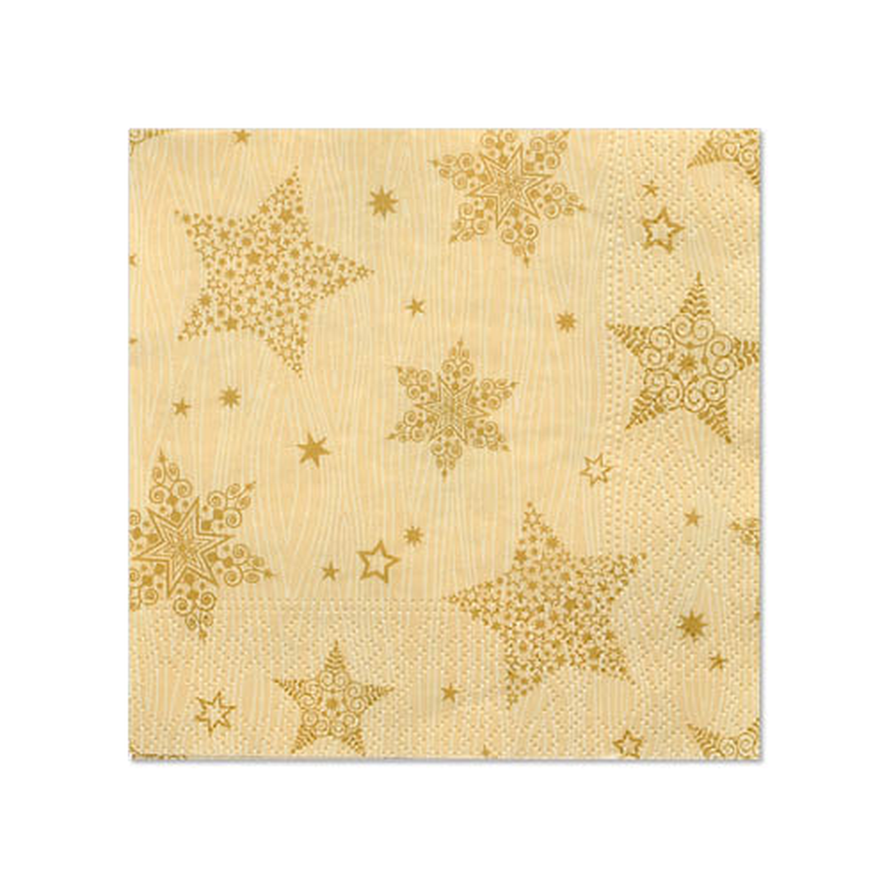 Papstar Servietten, 3-lagig 1/4-Falz 25 cm x 25 cm creme "Christmas Shine"