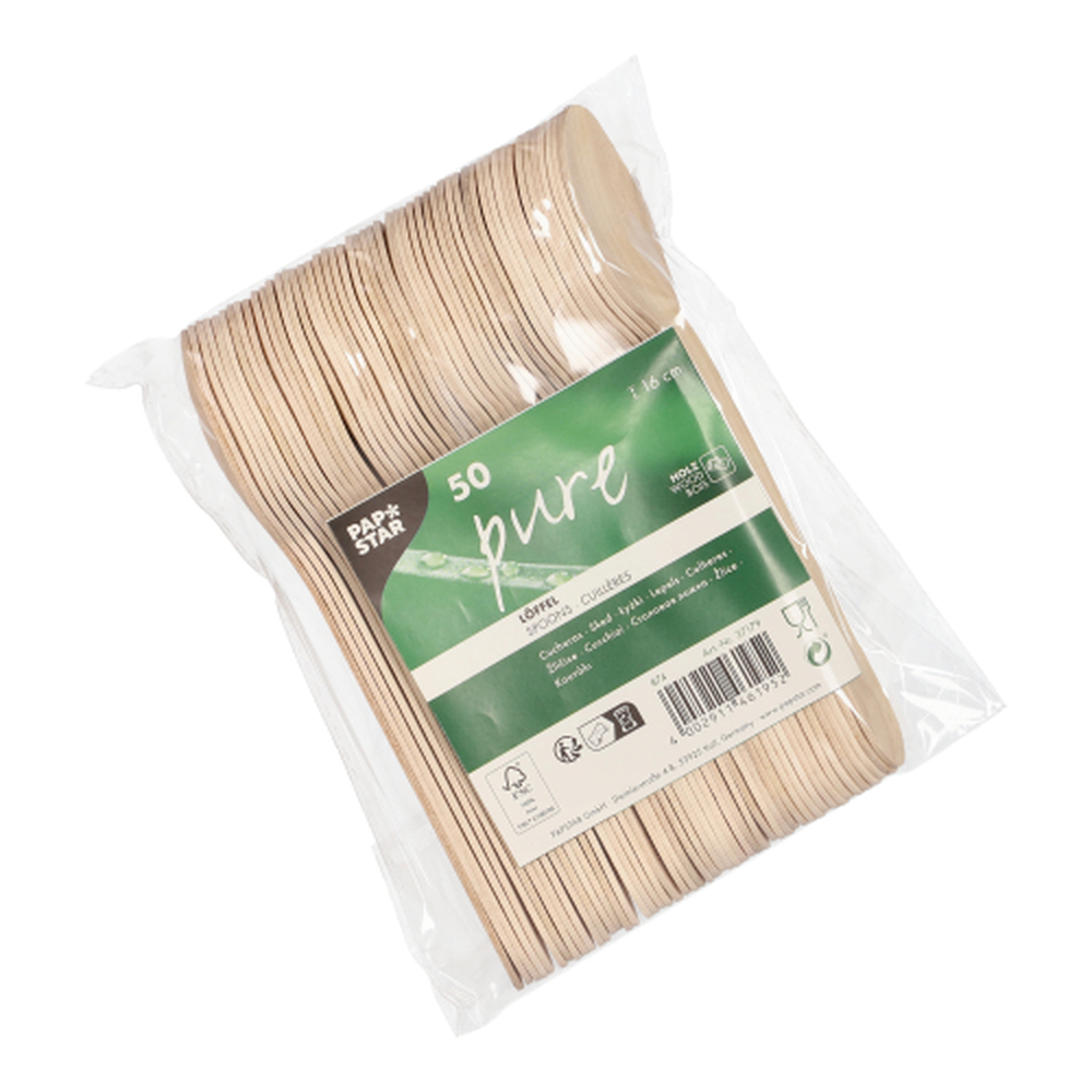 Papstar Löffel Holz "pure" 16 cm