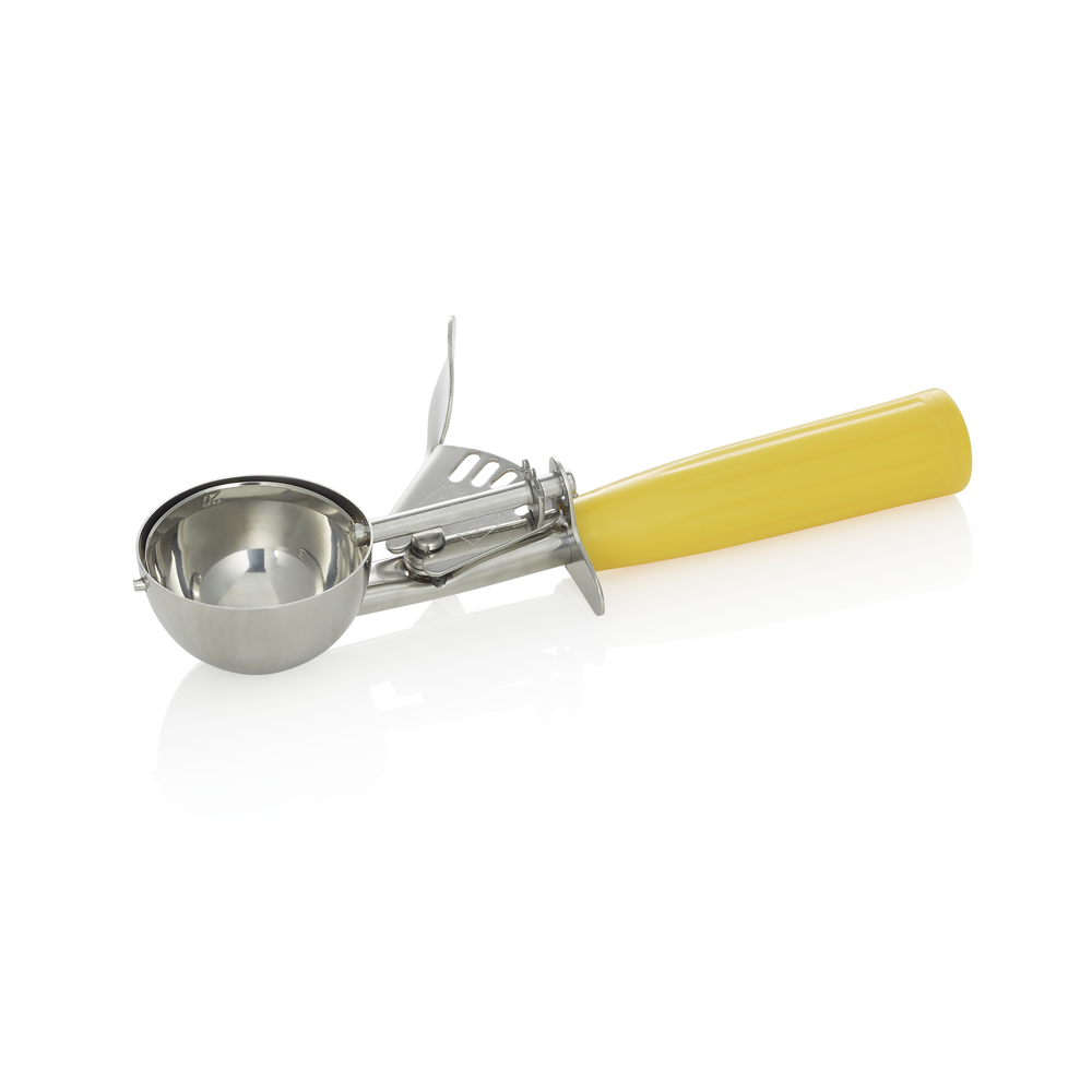 WAS Portionierer, 21 cm,Ø 5,5 cm, gelber Griff, Chromnickelstahl 18/8/Polypropyl