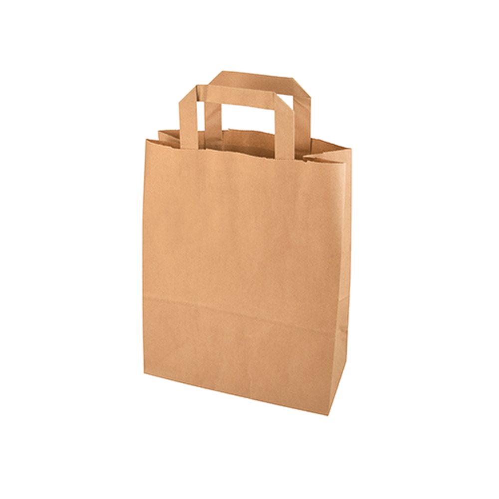 Papstar Tragetaschen, Papier 28 cm x 22 cm x 10 cm braun mit Tragegriff