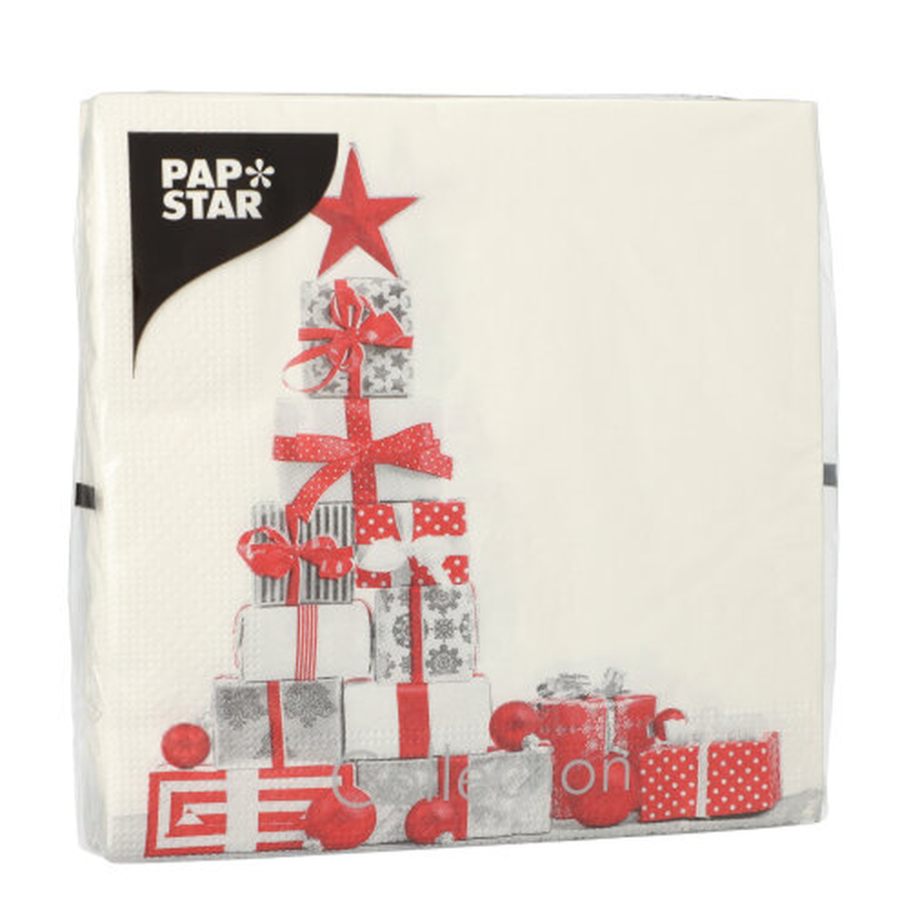 Papstar Servietten, 3-lagig 1/4-Falz 33 cm x 33 cm "Cadeaux"