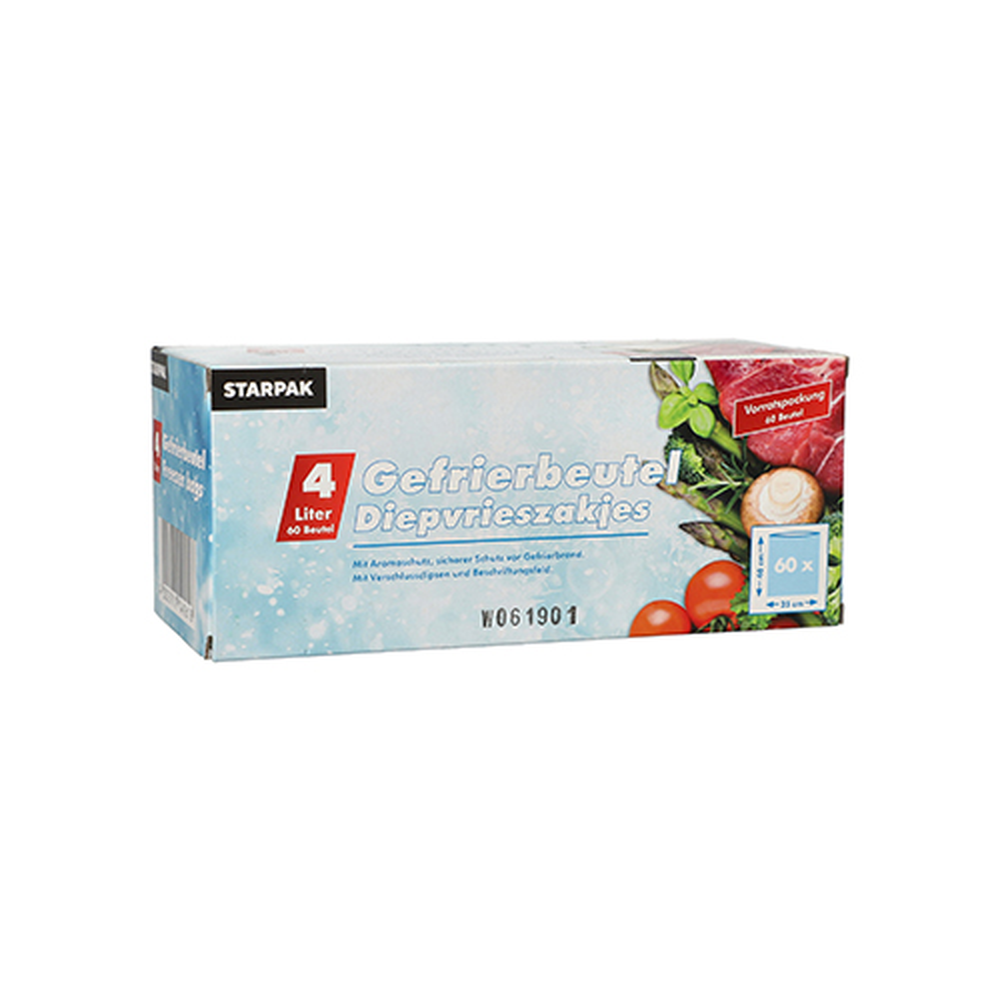 Papstar Gefrierbeutel, LLDPE 4 l 40 cm x 25 cm transparent in Faltschachtel