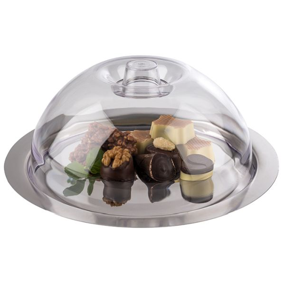 APS Tablett mit Haube -FINESSE- Ø 22 cm, H: 9,5 cm , 18/0 Edelstahl