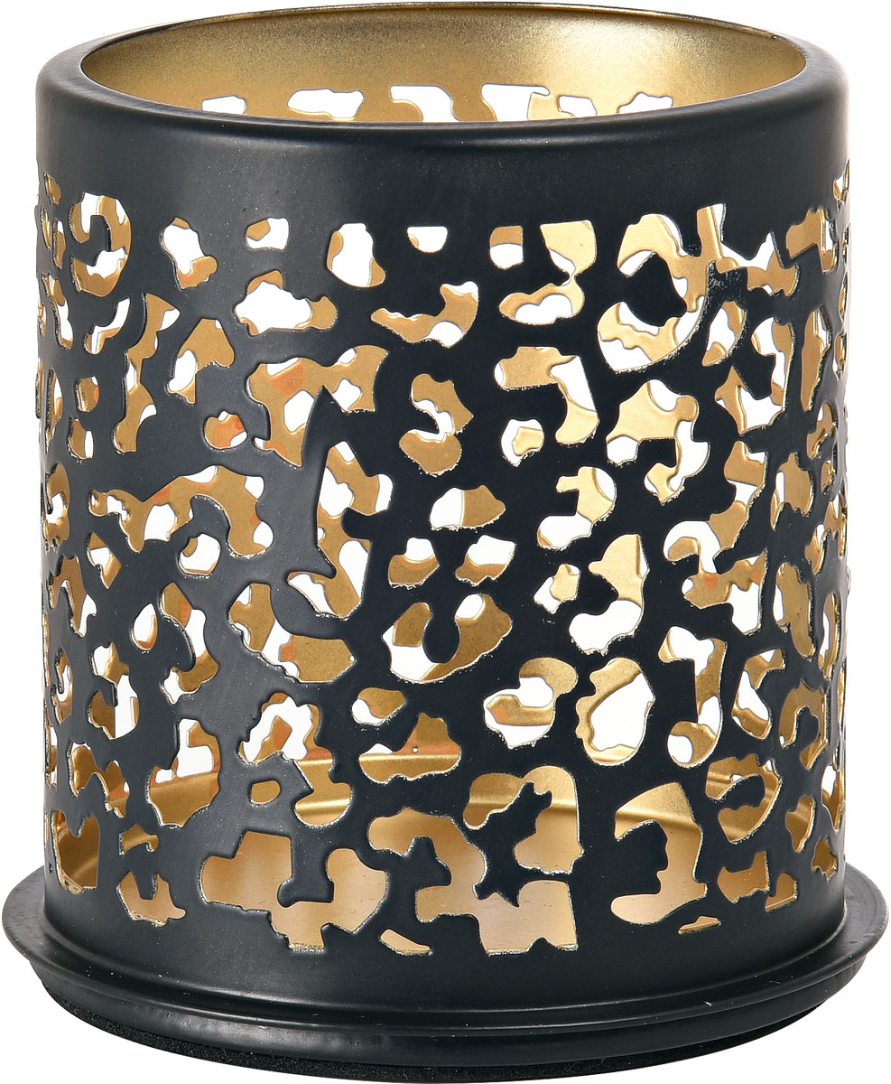 Duni Kerzenhalter Safari Leopard 75 x 75 mm schwarz, Metall