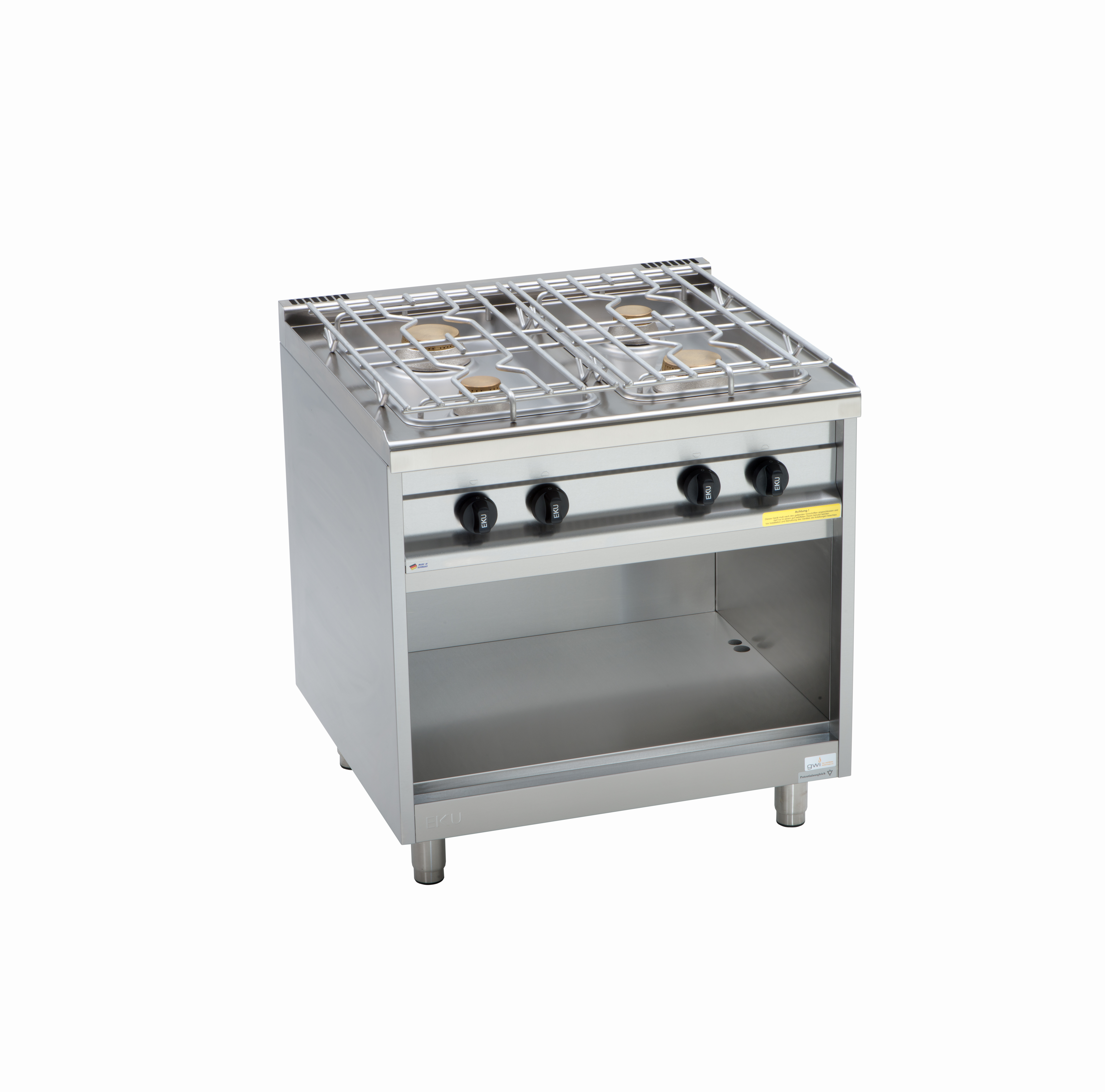 EKU Gasherd POWERBURNER 4 Kochstellen vorne und hinten offen