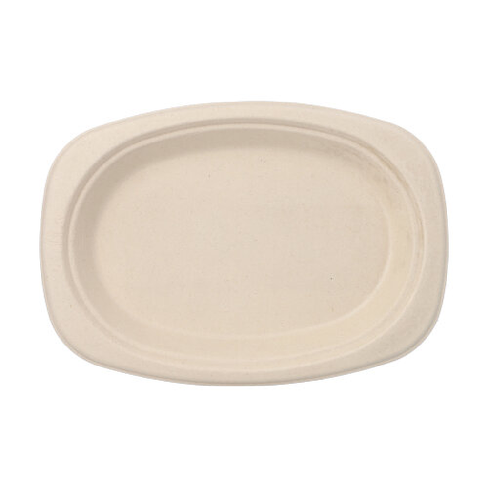 Papstar Teller, Zuckerrohr "pure" oval 23 cm x 16 cm x 2 cm natur