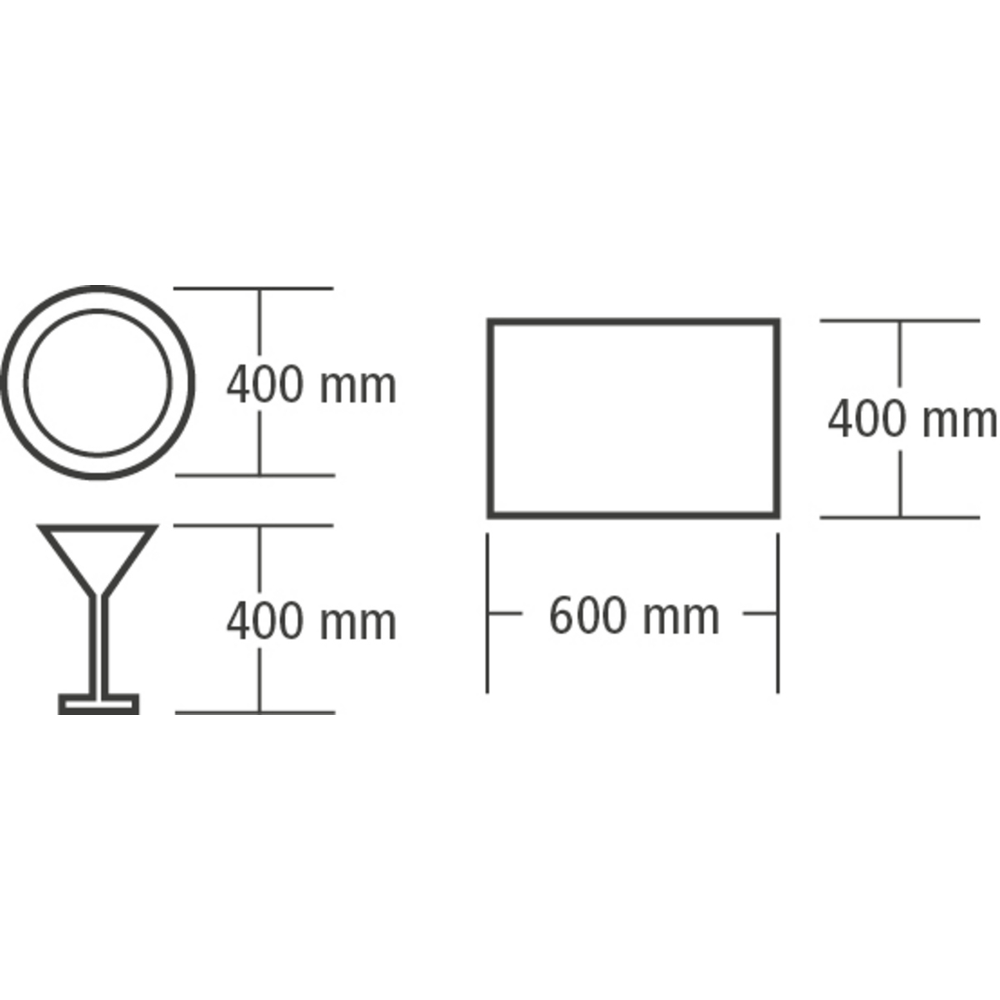 Rund, Glas, Cocktail-Glas, Durchmesser 400 mm, Tellerbar