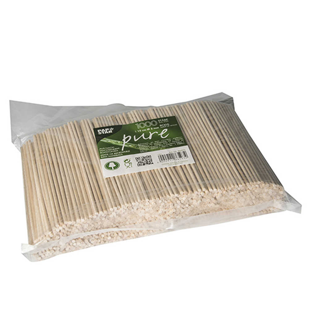 Papstar Stäbe, Holz "pure" Ø 3 mm · 15 cm