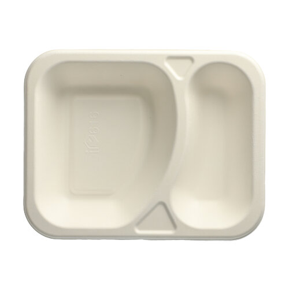 PAPSTAR Siegelschalen Zuckerrohr 2-geteilt 825 ml 4,2 cm x 18,5 cm x 23,5 cm