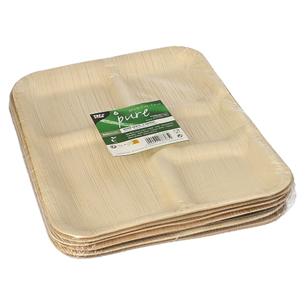 Papstar Teller, Palmblatt "pure" 5-geteilt 27 cm x 21,5 cm x 2 cm