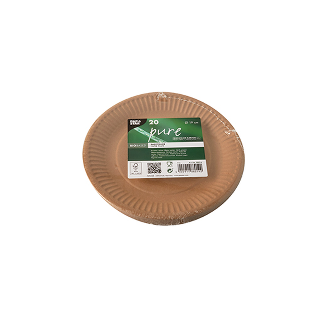 Papstar Teller, Pappe "pure" rund Ø 19 cm braun