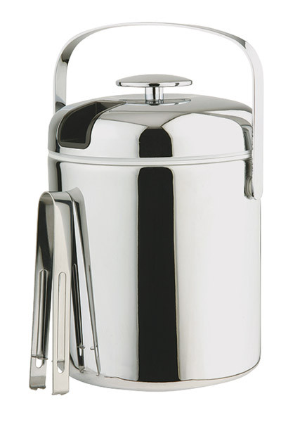 APS Eiseimer-Set mit Eiszange Ø 14 cm, H: 22 cm, 1,3 Liter , Edelstahl, PP, ABS